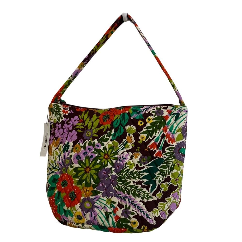 Vera Bradley Slouchy Bucket Shoulder Bag Evening Garden‎ Floral NWT